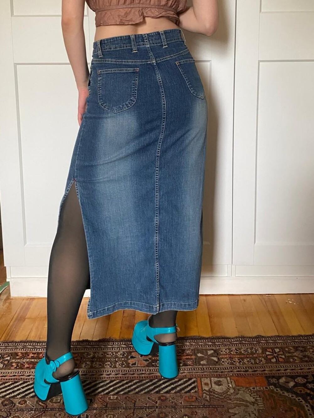 Vintage Y2K Blue Denim Maxi Skirt - Picture 2 of 3